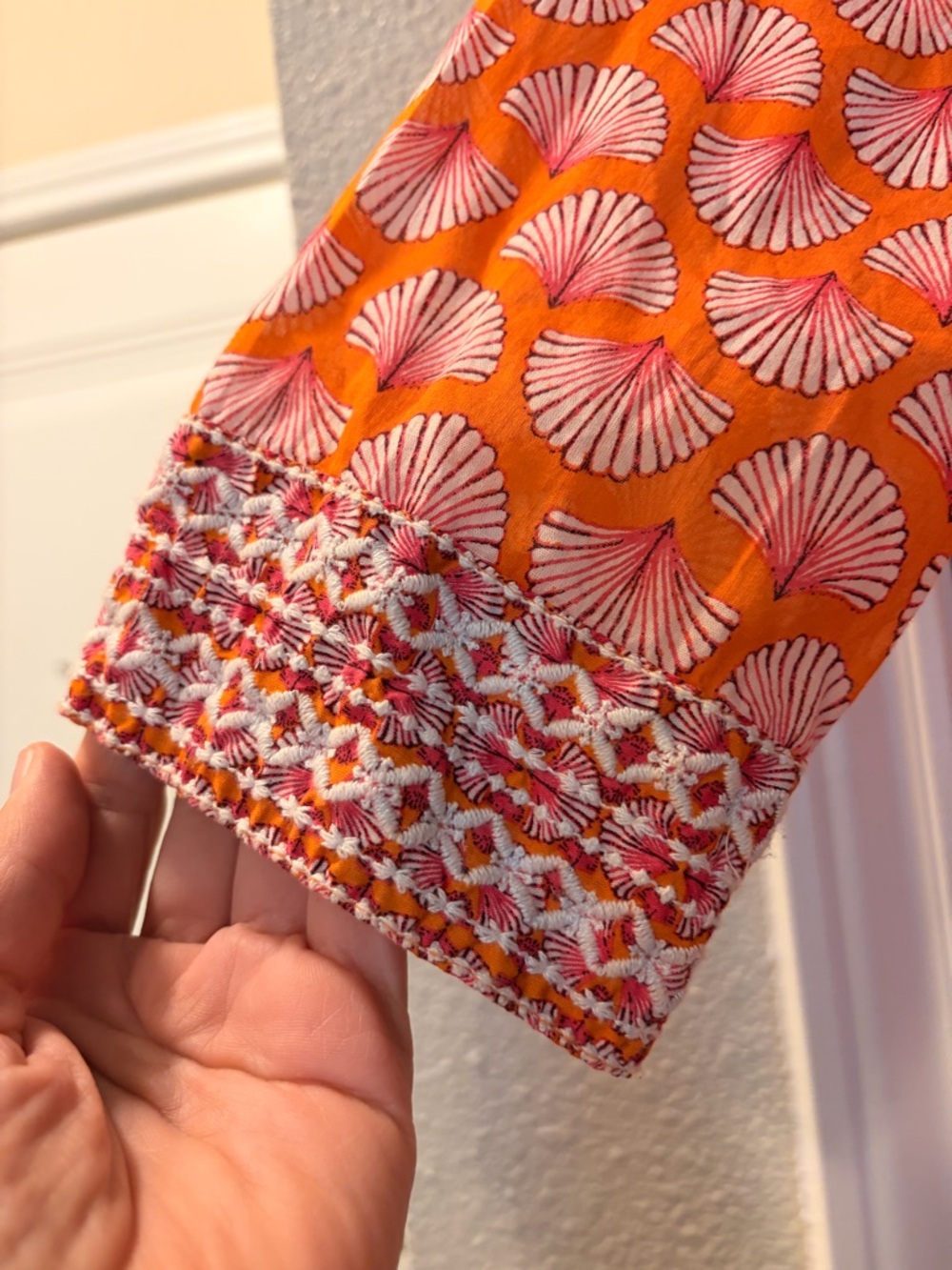 Sigrid Olsen Orange & Pink Printed Tunic with Embroidered V-Neck - Picture 10 of 10